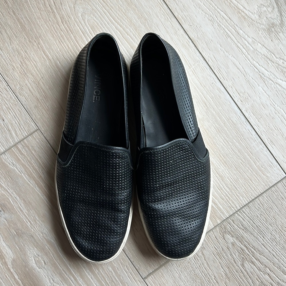 Vince Blair Black Slip-on Leather Sneakers